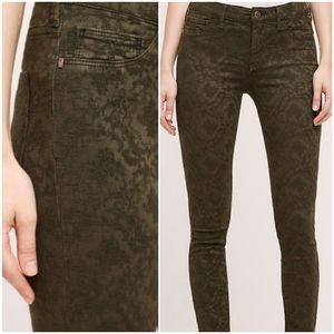 Anthropologie Pilcro Serif Jacquard Olive Pants